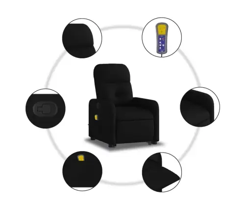 Masāžas Krēsls, Paceļams, Atgāžams, Melns Audums Vidaxl