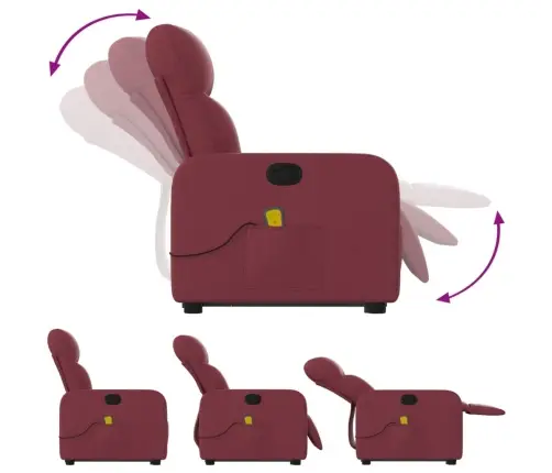 Masāžas Krēsls, Paceļams, Atgāžams, Vīnsarkans Audums Vidaxl