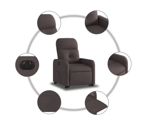 Elektrisks Atpūtas Krēsls, Paceļams/Atgāžams Tumši Brūns Audums Vidaxl