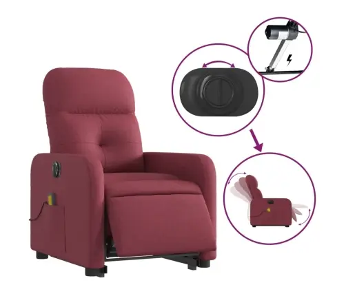 Elektriline Püstitõusmist Toetav Massaažitool, Veinipunane