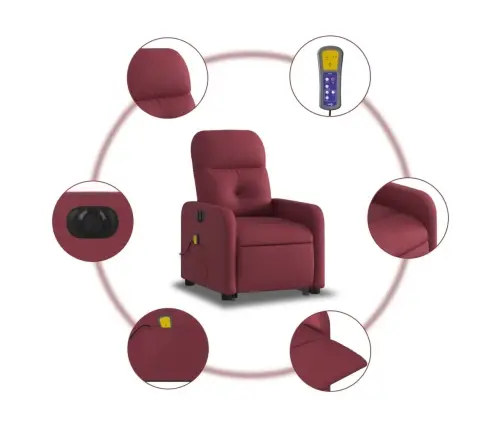 Elektriline Püstitõusmist Toetav Massaažitool, Veinipunane