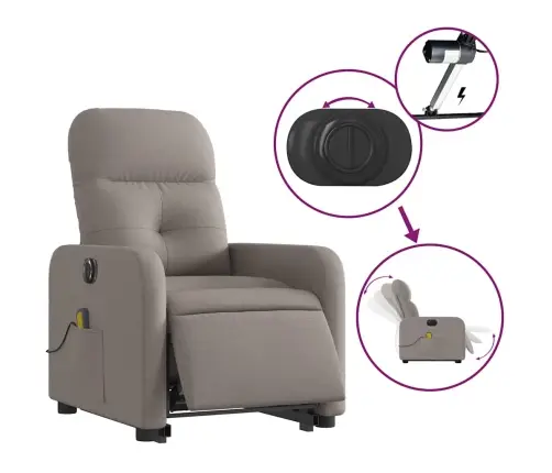 Atsistojantis Elektrinis Masažinis Krėslas, Taupe, Audinys