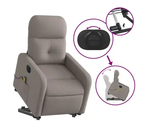 Atsistojantis Elektrinis Masažinis Krėslas, Taupe, Audinys