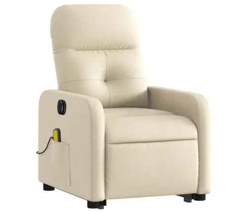 Elektrisks Masāžas Krēsls, Paceļams, Krēmkrāsas Audums Vidaxl