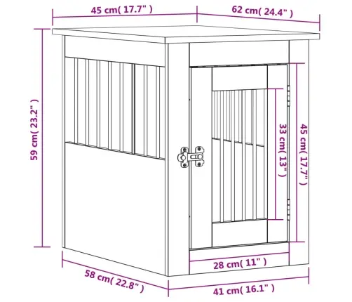 Suņu Būris, Ozolkoka Krāsa, 45X62X59 Cm, Inženierijas Koks Vidaxl