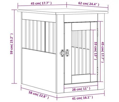 Narvas Šunims, Pilkas Ąžuolo, 45X62X59cm Apdirbta Mediena