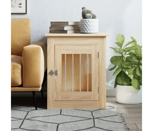 Suņu Būris, Ozolkoka Krāsa, 55X75X65 Cm, Inženierijas Koks Vidaxl