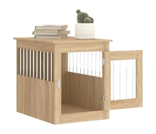 Suņu Būris, Ozolkoka Krāsa, 55X75X65 Cm, Inženierijas Koks Vidaxl