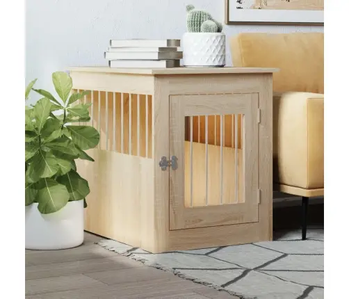 Suņu Būris, Ozolkoka Krāsa, 55X75X65 Cm, Inženierijas Koks Vidaxl