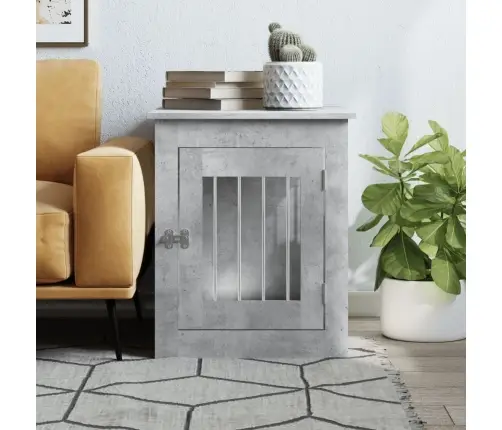 Suņu Būris, Betona Pelēks, 55X75X65 Cm, Inženierijas Koks Vidaxl