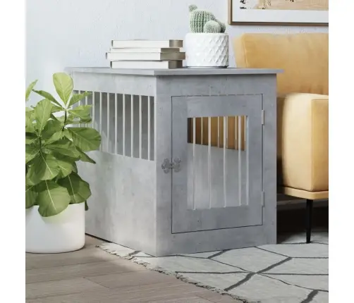 Suņu Būris, Betona Pelēks, 55X75X65 Cm, Inženierijas Koks Vidaxl