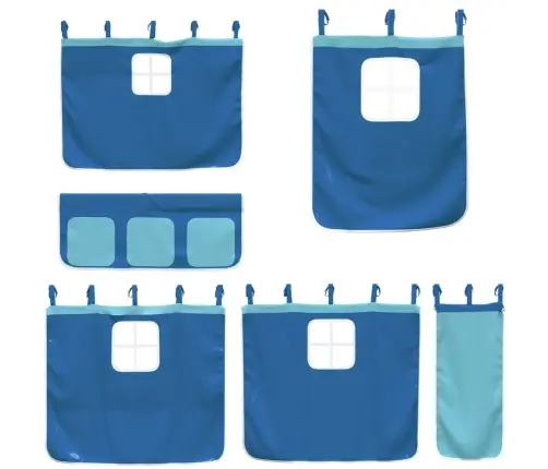 Aukšta Vaikiška Lova Su Užuolaidomis, Mėlyna, 80X200cm Pušis