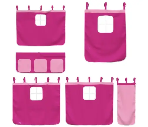 Bērnu Gulta Ar Aizkariem, Rozā, 90X190 Cm, Priedes Masīvkoks Vidaxl