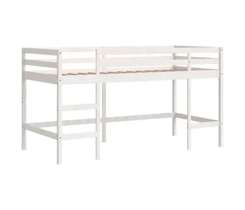 Laste Kõrge Voodi Tunneliga, Valge/Must, 80X200 cm Männipuit