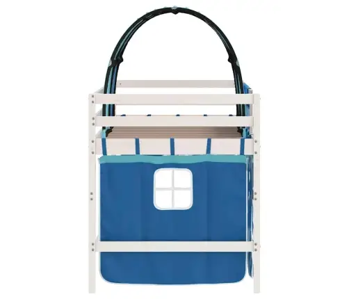 Laste Kõrge Voodi Tunneliga, Sinine, 80X200 cm Männipuit