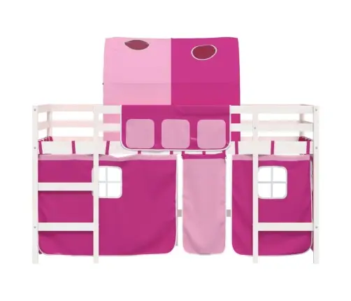 Bērnu Augstā Gulta Ar Tuneli, Rozā, 90X200 Cm, Priedes Koks Vidaxl