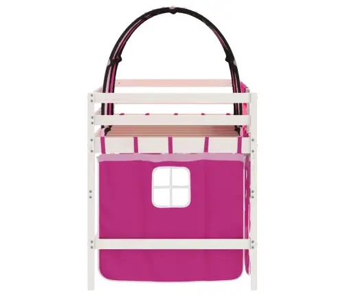 Bērnu Augstā Gulta Ar Tuneli, Rozā, 90X200 Cm, Priedes Koks Vidaxl