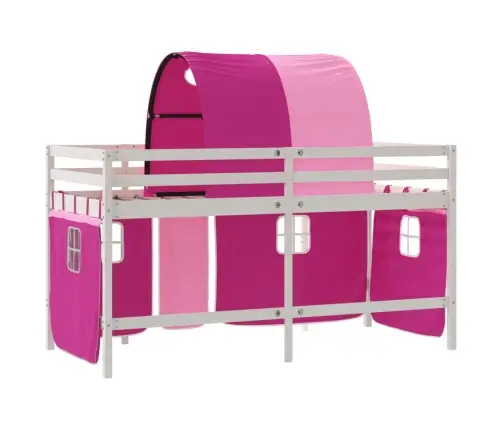 Bērnu Augstā Gulta Ar Tuneli, Rozā, 90X200 Cm, Priedes Koks Vidaxl
