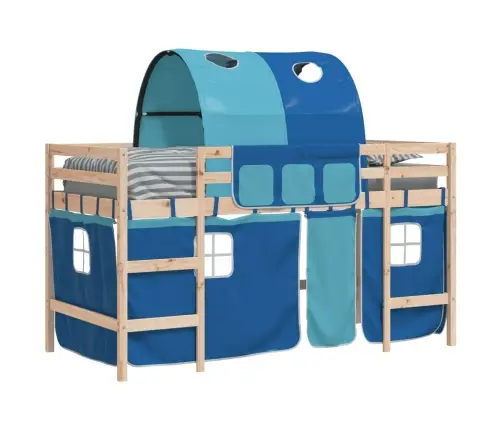 Bērnu Augstā Gulta Ar Tuneli, Zila, 90X190 Cm, Priede Vidaxl