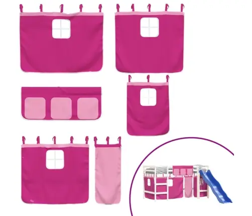 Bērnu Gulta Ar Aizkariem, Rozā, 80X200 Cm, Priedes Masīvkoks Vidaxl