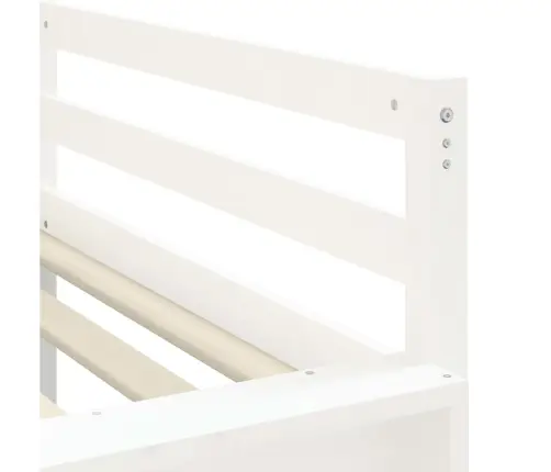 Laste Kõrge Voodi Kardinatega, Valge/Must, 90X190 cm Männipuit