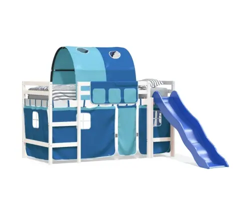 Laste Kõrge Voodi Tunneliga, Sinine, 80X200 cm Männipuit