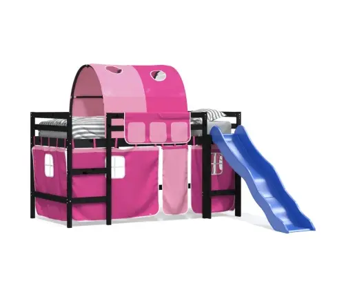 Bērnu Augstā Gulta Ar Tuneli, Rozā, 80X200 Cm, Priedes Koks Vidaxl