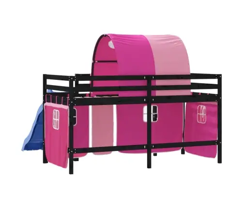 Bērnu Augstā Gulta Ar Tuneli, Rozā, 80X200 Cm, Priedes Koks Vidaxl