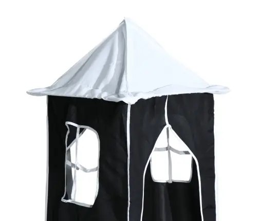 Aukšta Vaikiška Lova Su Bokštu, Balta/Juoda, 80X200cm Pušis