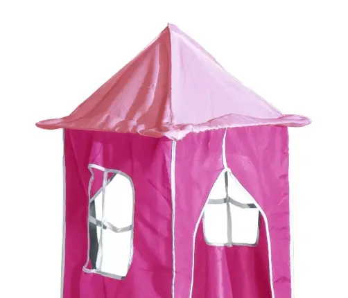 Aukšta Vaikiška Lova Su Bokštu, Rožinė, 80X200cm Pušis