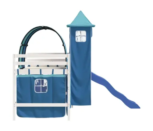Bērnu Augstā Gulta Ar Torni, Zila, 80X200 Cm, Priedes Koks Vidaxl