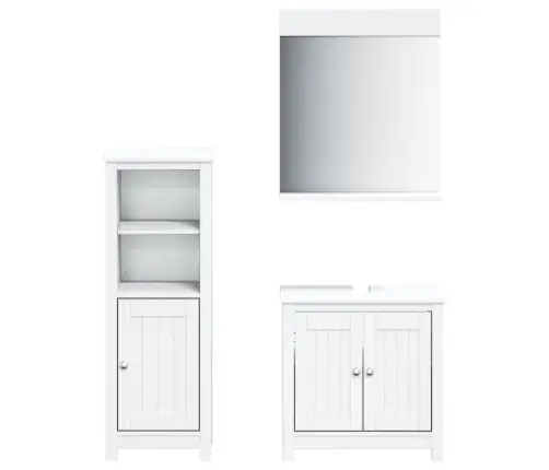 Trīsdaļīgs Vannasistabas Skapītis Berg, Balts, Priedes Koks Vidaxl Trīsdaļīgs Vannasistabas Skapītis Berg, Balts, Priedes Koks Vidaxl