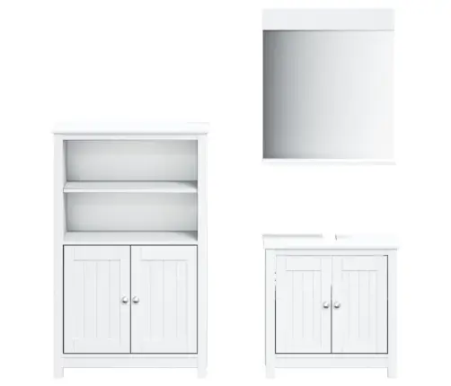 Trīsdaļīgs Vannasistabas Skapītis Berg, Balts, Priedes Koks Vidaxl