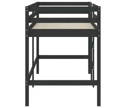 Bērnu Gulta Ar Trepēm, Melna, 80X200 Cm, Priedes Masīvkoks Vidaxl