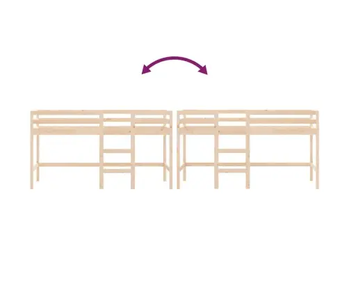 Bērnu Gulta Ar Trepēm, 90X200 Cm, Priedes Masīvkoks Vidaxl