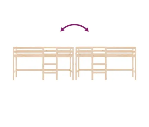 Laste Kõrge Voodi Redeliga, 90 X 190 cm Männipuit