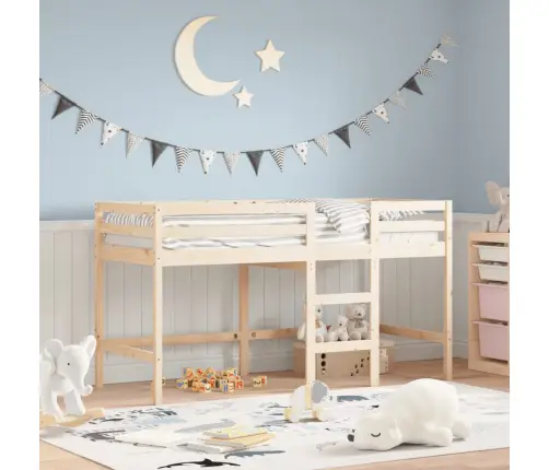 Laste Kõrge Voodi Redeliga, 90 X 190 cm Männipuit