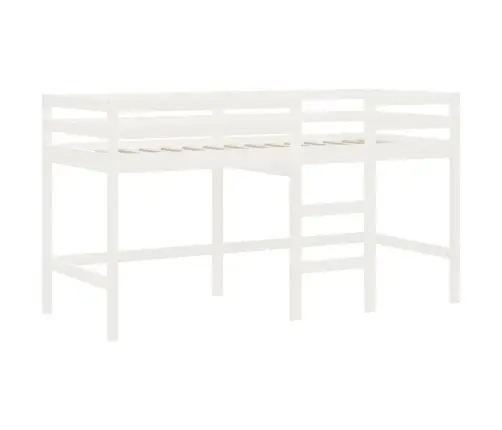 Laste Kõrge Voodi Redeliga, Valge, 90 X 190 cm Männipuit