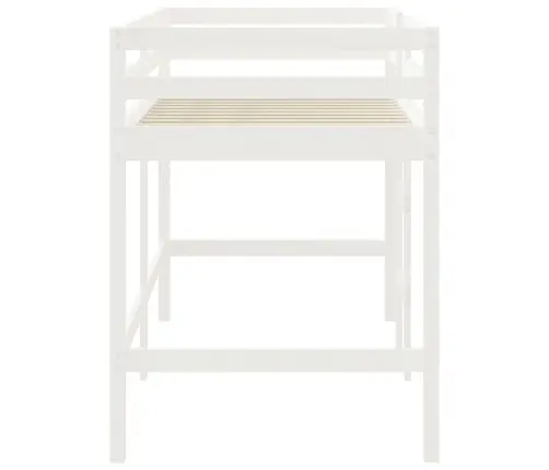 Laste Kõrge Voodi Redeliga, Valge, 90 X 190 cm Männipuit