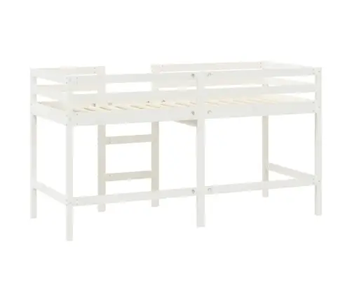 Laste Kõrge Voodi Redeliga, Valge, 90 X 190 cm Männipuit