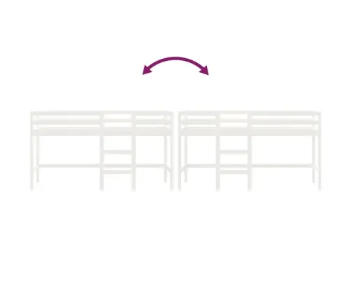 Laste Kõrge Voodi Redeliga, Valge, 90 X 190 cm Männipuit