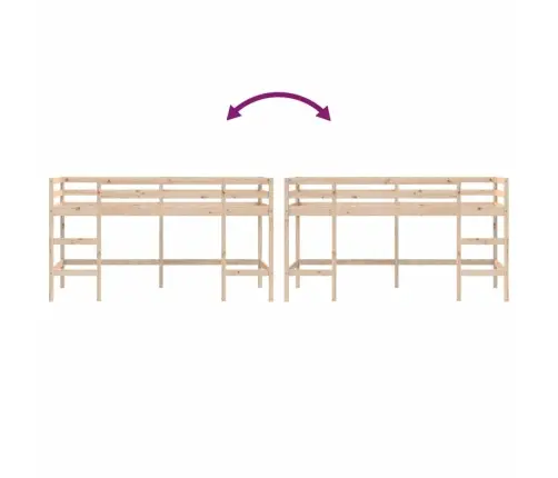 Bērnu Gulta Ar Trepēm, 80X200 Cm, Priedes Masīvkoks Vidaxl