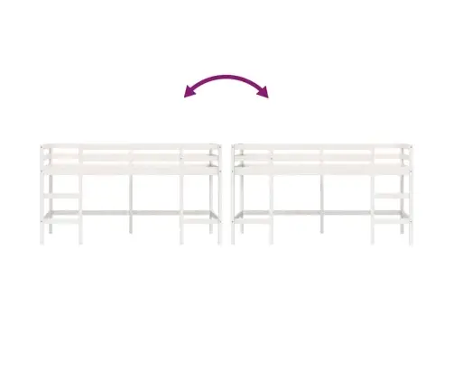 Laste Kõrge Voodi Redeliga, 90 X 190 cm Männipuit