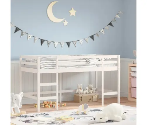 Laste Kõrge Voodi Redeliga, 90 X 190 cm Männipuit