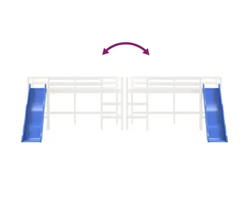 Aukšta Vaikiška Lova Su Čiuožykla, Balta, 80X200cm Pušis