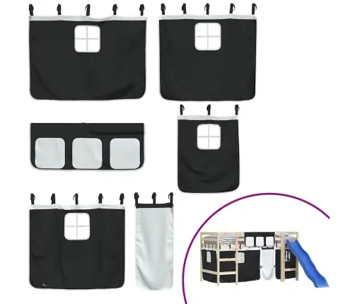 Aizkari Augstajai Gultai, Melni Ar Baltu, Poliesters Vidaxl