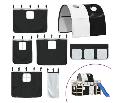 Aizkari Augstajai Gultai Ar Tuneli, Melni Ar Baltu, Poliesters Vidaxl