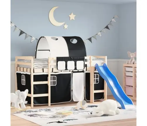 Aizkari Augstajai Gultai Ar Tuneli, Melni Ar Baltu, Poliesters Vidaxl