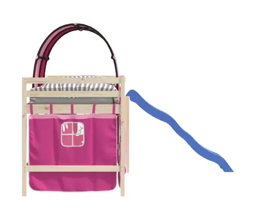 Aizkari Augstajai Gultai Ar Tuneli, Rozā, Poliesters Vidaxl