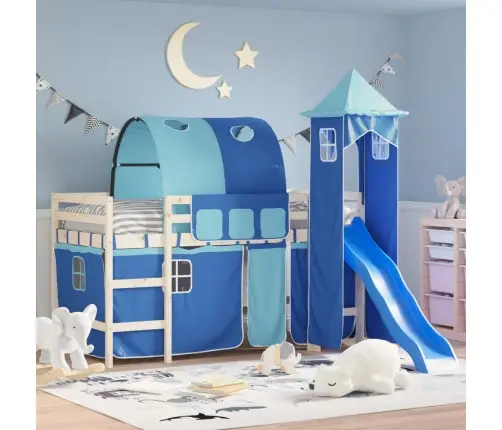 Aizkari Augstajai Gultai Ar Tuneli Un Torni, Zili Vidaxl